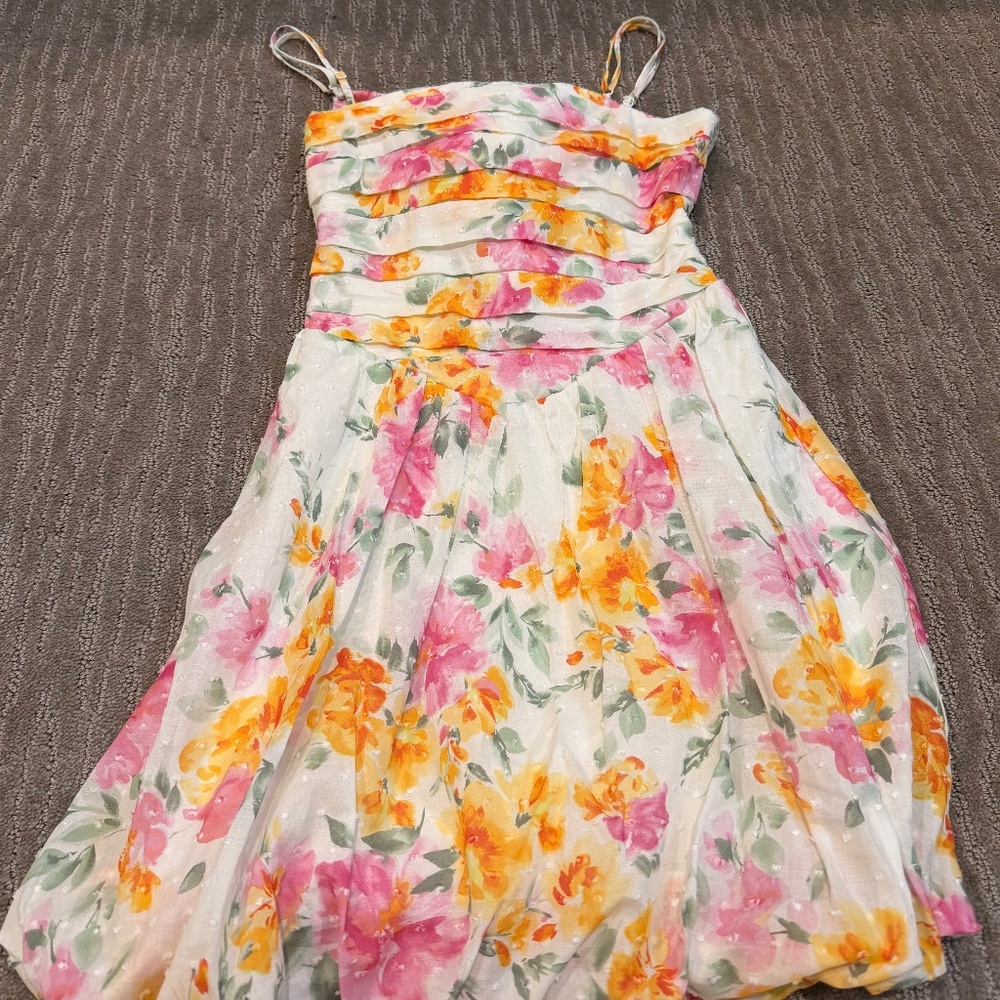 Girls Spring Floral Dress Spaghetti Straps size XXS 7